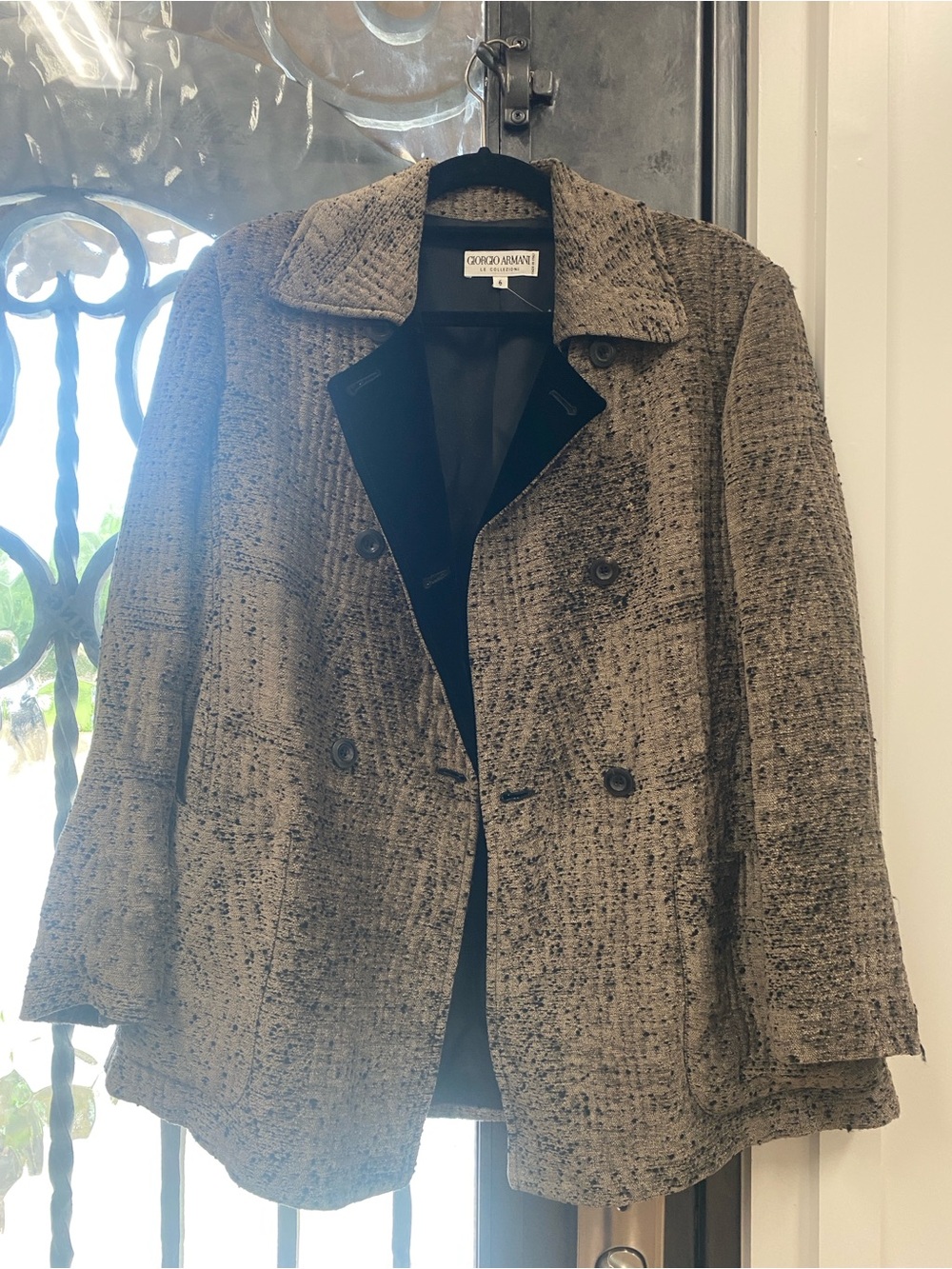 Authentic Vintage Giorgio Armani Women's Double-Breasted Chenille Pea Coat